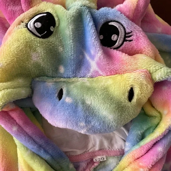 Multi-Color Kids’ Zippered Unicorn Fleece PJ Onesie - Picture 3 of 5